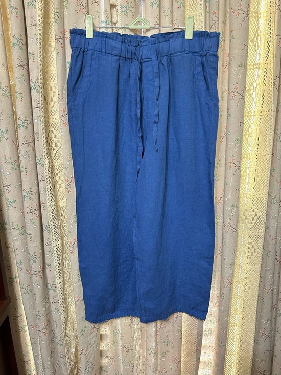 Anthropologie Pants - Cloth & Stone Blue Linen Blend Wide Leg Crop Pants Paperbag Waist L